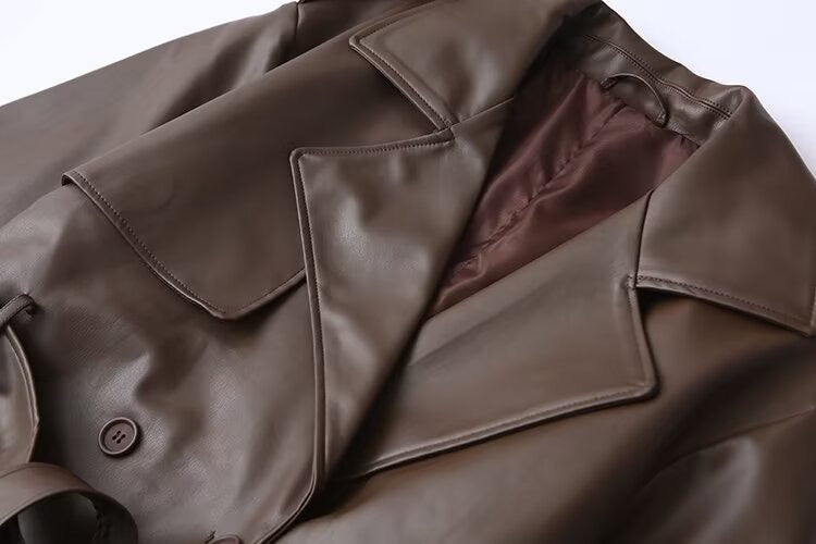 Longline Faux Leather Trenchcoat – Bordeaux