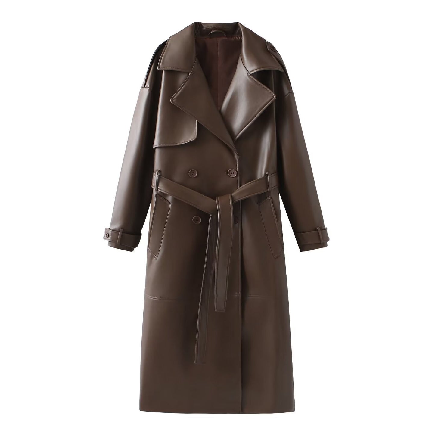 Longline Faux Leather Trenchcoat – Bordeaux