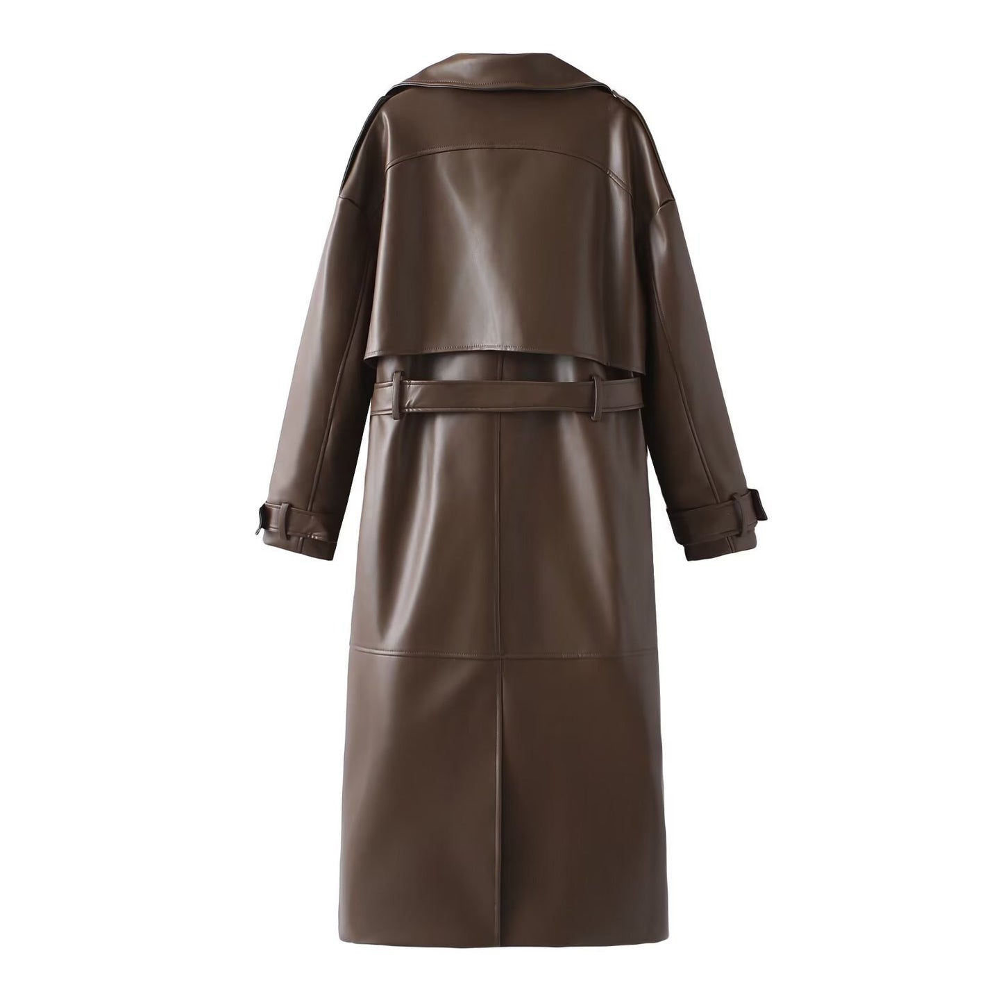 Longline Faux Leather Trenchcoat – Bordeaux